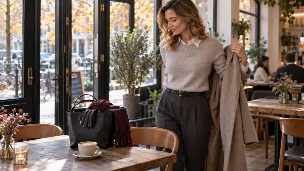 Outfit dames herfst winter 2026 2027 met praktische laagjes voor wisselend weer