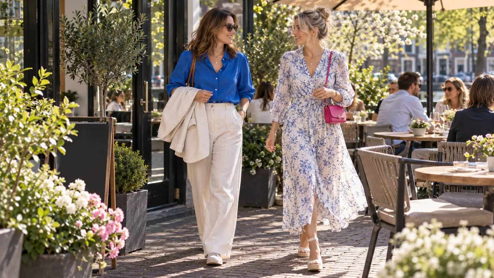 Outfit dames lente zomer 2027 met luchtige stoffen en frisse blauwe en roze kleuraccenten